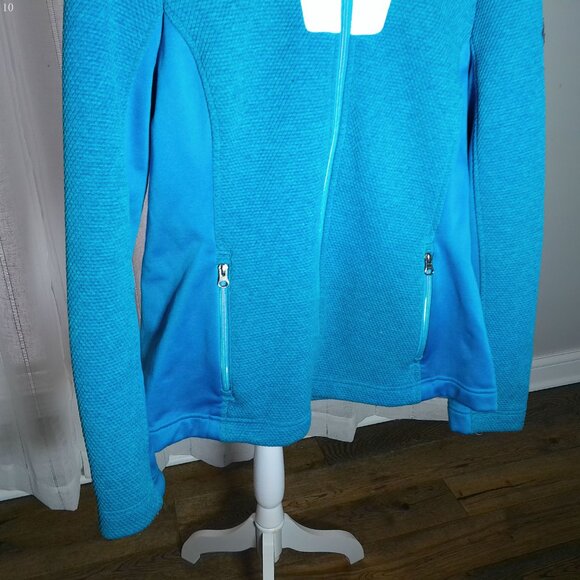 SPYDER Long Sleeve Hooded Zip-Up Ocean Blue w/White Color Blocking Jacket XL - Picture 3 of 11